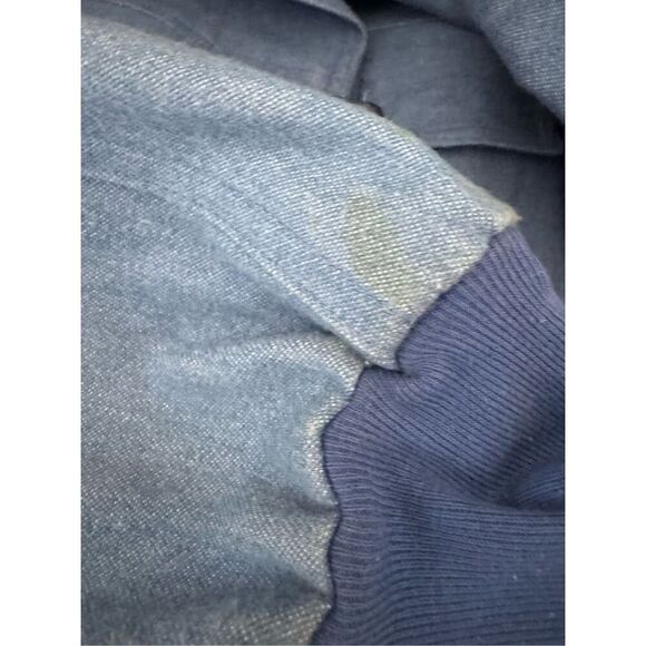 Adult unisex Large 70s light blue denim chambray jacket large pockets varsity - Picture 5 of 7